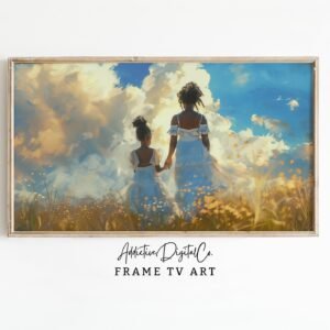 African-American Mother Daughter Frame Tv Art, Black Mother's Day Art Tv Decor, Parent Child Tv Screensaver Jpg, Warm Sunset Frame Tv Art